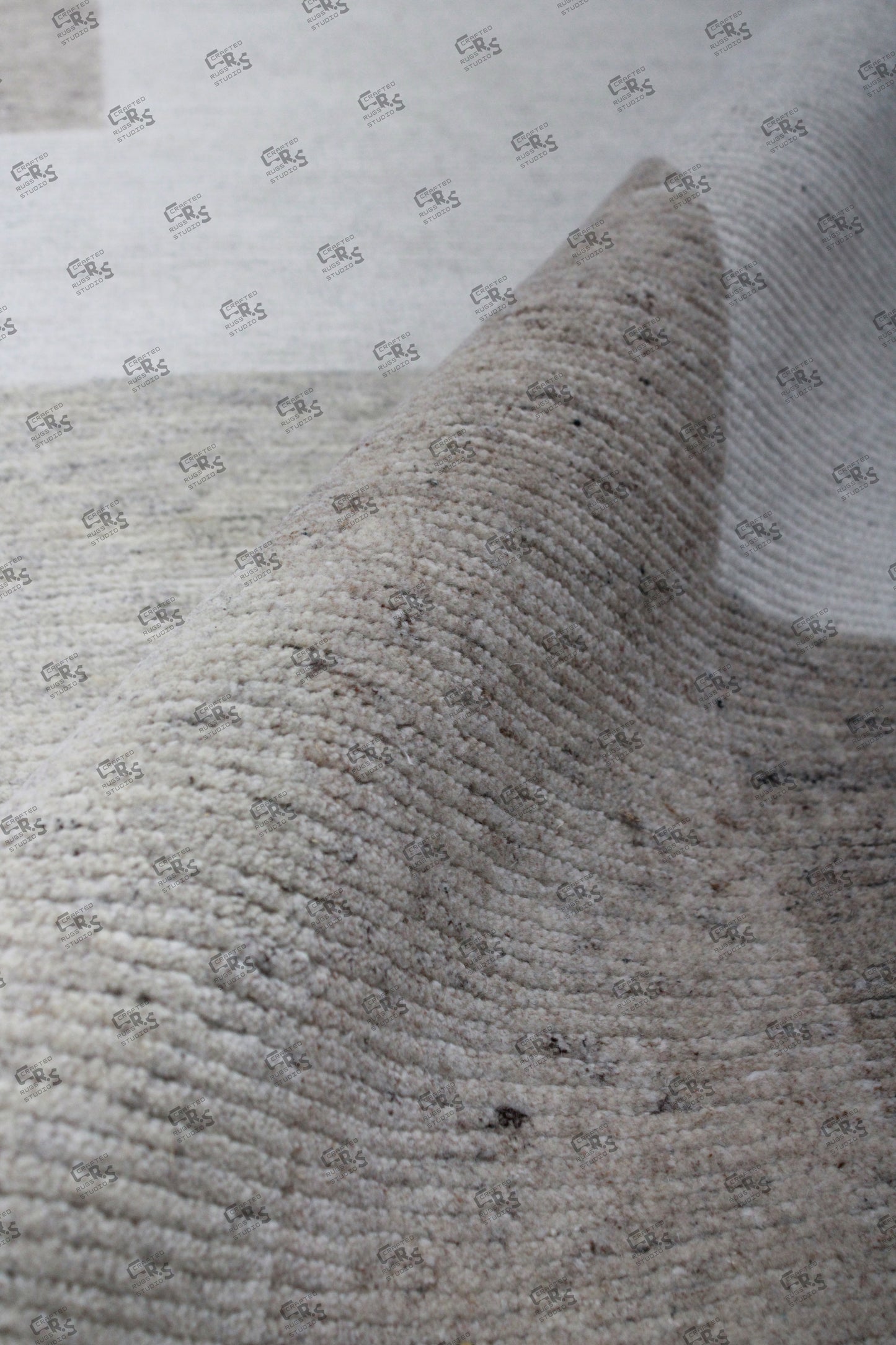 RR-03 Modern Geometric Hand Knotted Wool Area Rug - Neutral Gray & Beige Handmade Carpet for Living Room & Bedroom