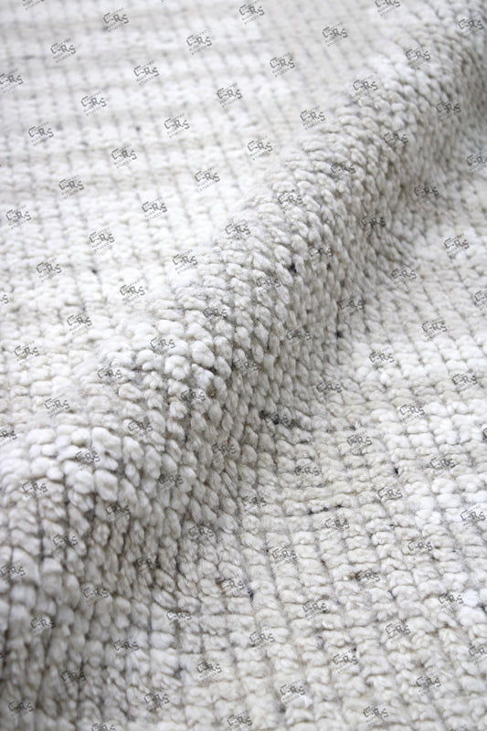 RR-01 Modern Hand Knotted Beige-Cream Area Rug – Soft Textured Wool Blend Carpet for Living Room & Bedroom